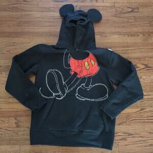 Mickey Mouse Hoodie With Ears Disney Parks Black Hooded Sweatshirt kids size XL